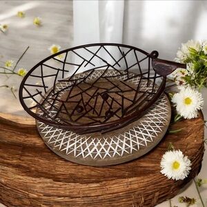 Vintage Metal Basket With Bird